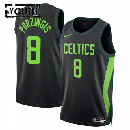 Dres Boston Celtics Kristaps Porzingis Nike 2024-25 City Edition Crno Swingman - Dječji